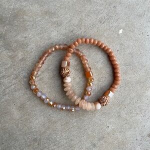 Pink Beaded Bracelet Set